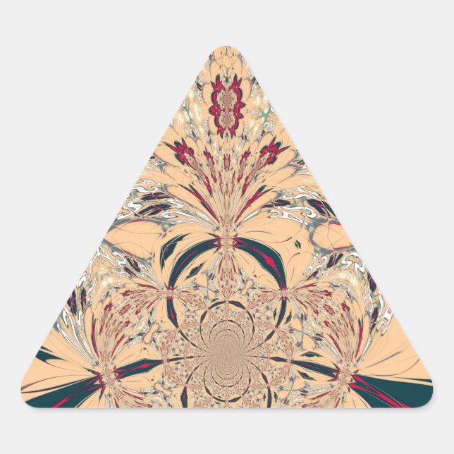 Vibrant African Kaleidoscope: A Peachy Delight Triangle Sticker (Front)