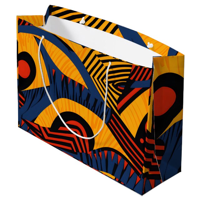 Vibrant African Pattern Large Gift Bag (Back Angled)