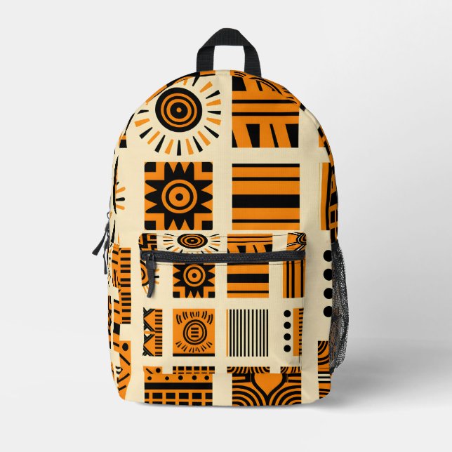 Vibrant African Pattern Printed Backpack (Front)
