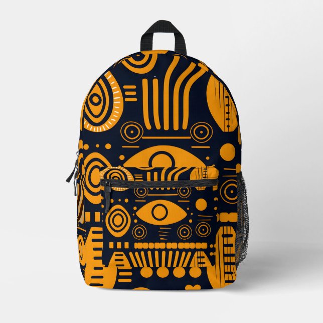 Vibrant African Pattern Printed Backpack (Front)