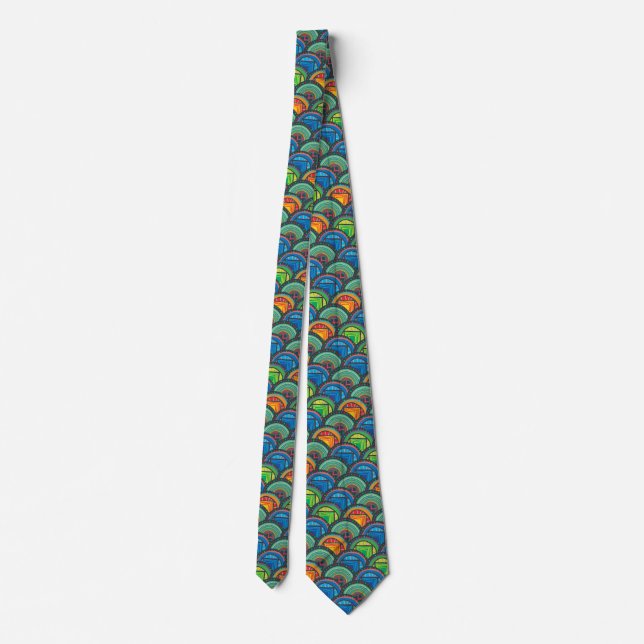 Vibrant African Textiles: Mixing Pattern Scales Tie (Back)