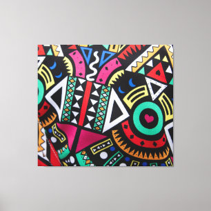Vibrant Afro-Centric Geometric Pattern – Bold Trib Canvas Print