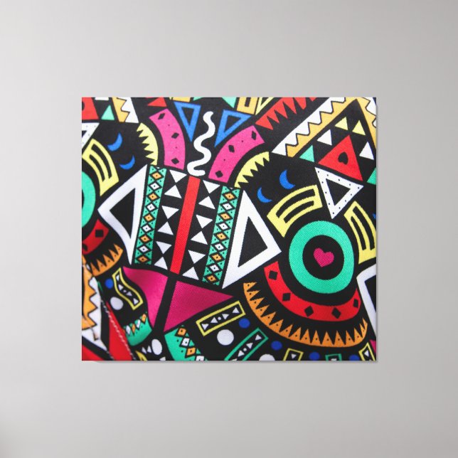 Vibrant Afro-Centric Geometric Pattern – Bold Trib Canvas Print (Front)
