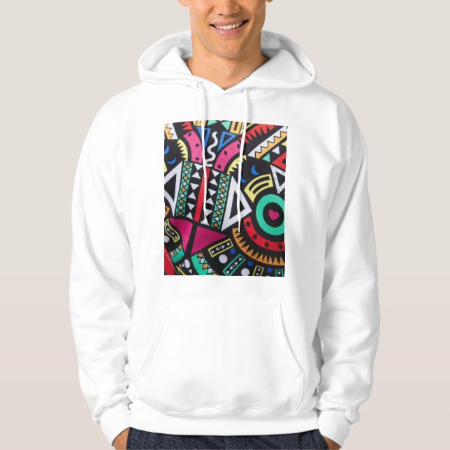 Vibrant Afro-Centric Geometric Pattern – Bold Trib Hoodie (Front)