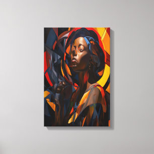 Vibrant Afrocentric Abstract Portrait Art Canvas Print
