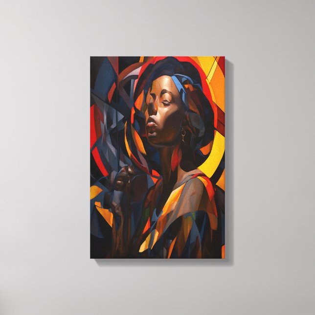 Vibrant Afrocentric Abstract Portrait Art Canvas Print (Front)