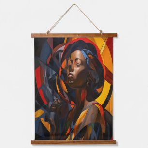 Vibrant Afrocentric Abstract Portrait Art Hanging Tapestry