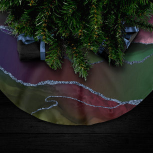 Vibrant Agate Rich Pink and Green Jewel Tone Brushed Polyester Tree Skirt