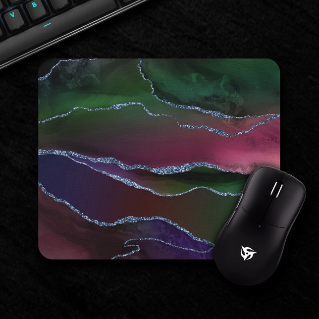 Vibrant Agate | Rich Pink and Green Jewel Tone Mouse Mat (Creator Uploaded)