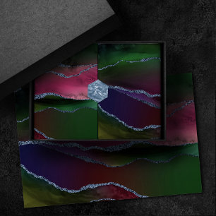 Vibrant Agate   Rich Pink and Green Jewel Tone Tissue Paper