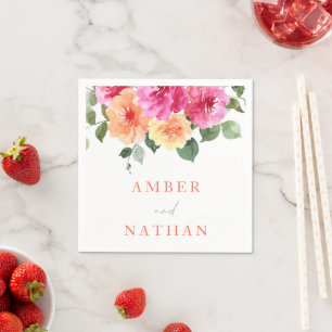 Vibrant All Seasons Watercolor Floral Wedding Napkin