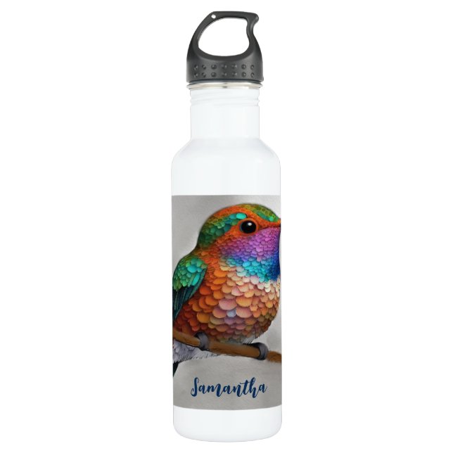 Vibrant Allen’s Hummingbird Painting 710 Ml Water Bottle (Front)