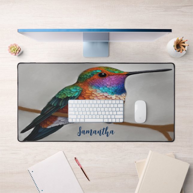 Vibrant Allen’s Hummingbird Painting Desk Mat (Office 1)
