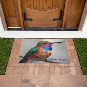 Vibrant Allen’s Hummingbird Painting Doormat