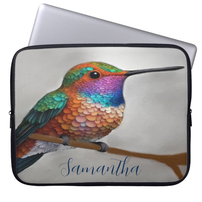 Vibrant Allen’s Hummingbird Painting Laptop Sleeve (Front)