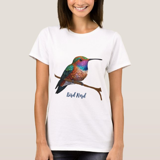 Vibrant Allen’s Hummingbird Painting T-Shirt (Front)