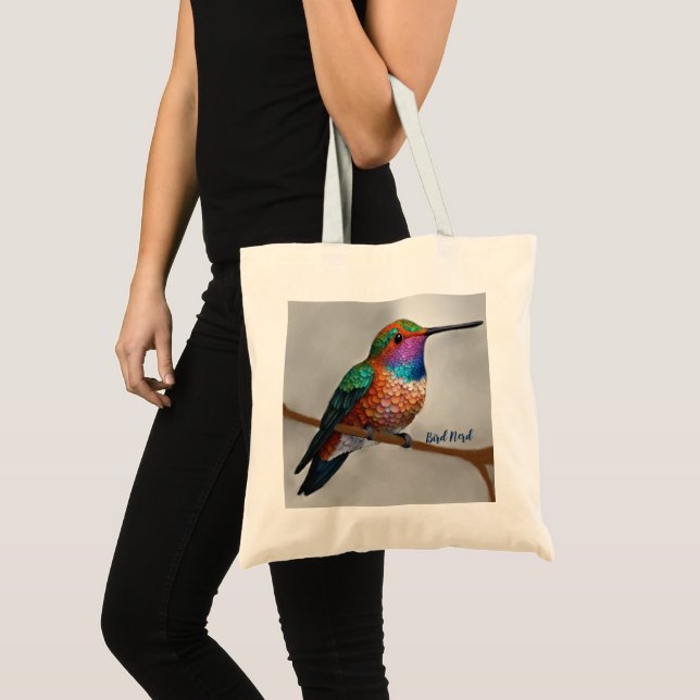 Vibrant Allen’s Hummingbird Painting Tote Bag (Front (Product))
