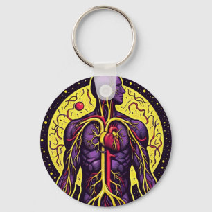 Vibrant Anatomical Heart Key Ring