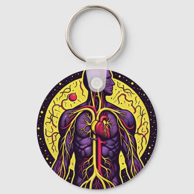 Vibrant Anatomical Heart Key Ring (Front)