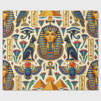 Vibrant Ancient Egypt Pharaohs Scarabs Falcons Lot Wrapping Paper