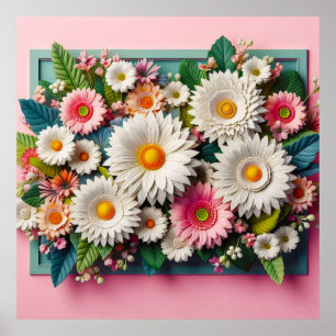 Vibrant and beautifully arranged floral display poster