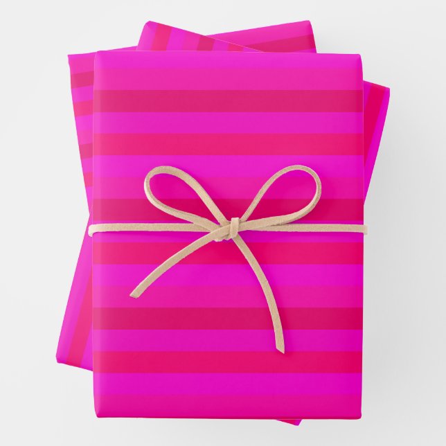 Vibrant and Bold Stripes in Hot Pink and Red Hues  Wrapping Paper Sheet (In situ)