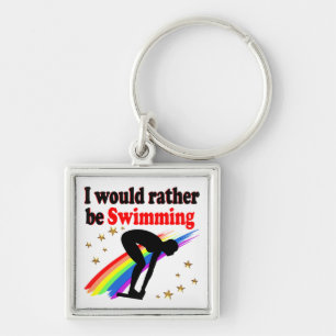 VIBRANT AND COLOR I WOULD RATHER BE SWIMMING KEY RING