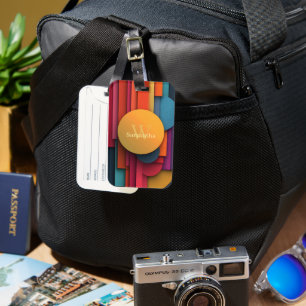 Vibrant and Colorful Abstract Geometric Shapes Luggage Tag