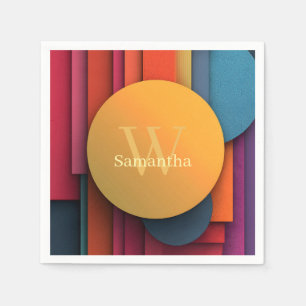 Vibrant and Colorful Abstract Geometric Shapes Napkin