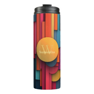Vibrant and Colorful Abstract Geometric Shapes Thermal Tumbler
