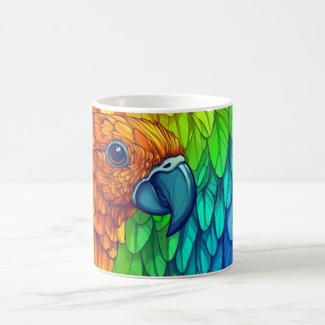 vibrant and colorful parrot coffee mug (Center)