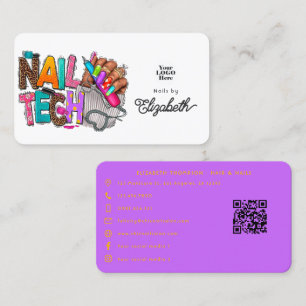 Vibrant and Colourful African American Nail Tech Business Card