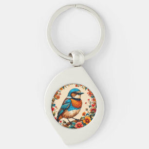 Vibrant and colourful illustration of a bird key ring