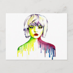Vibrant and Colourful portrait art Postcard