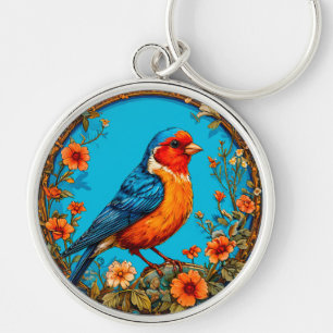 Vibrant and detailed illustration of a bird key ring