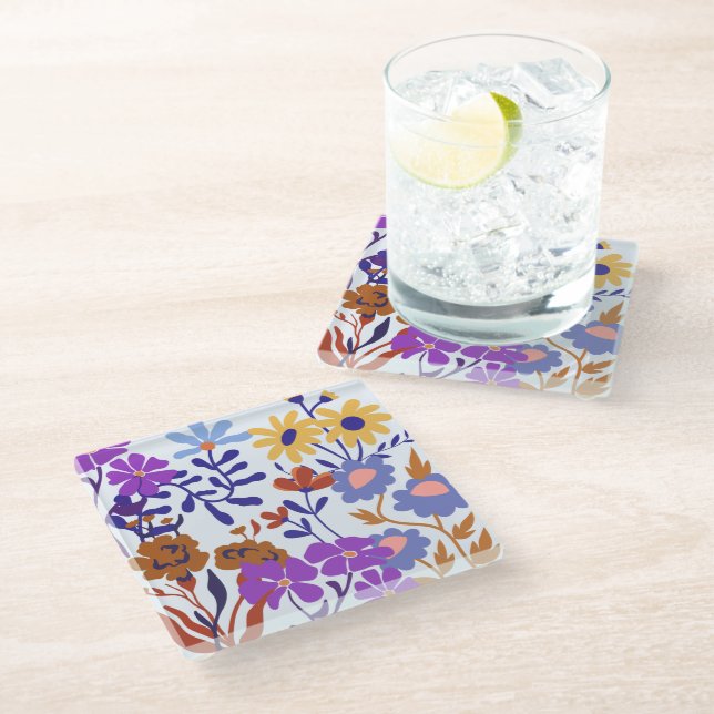 Vibrant And Dinamic Modern Floral Coaster (Angled)