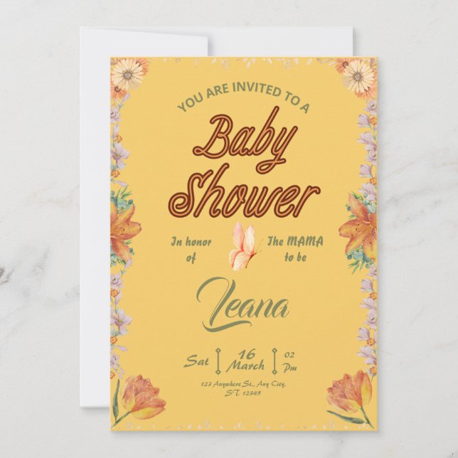  vibrant and joyful Colourful Flower Baby Shower  Invitation (Front)