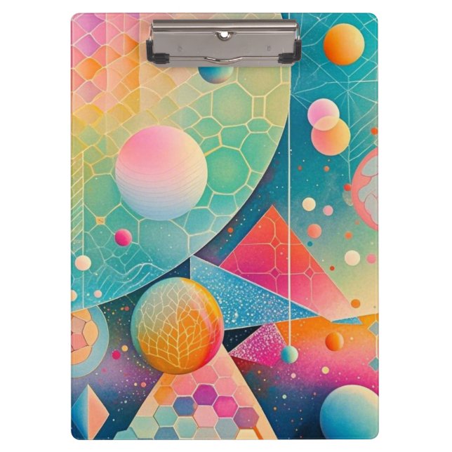 Vibrant and whimsical abstract artwork geometric  clipboard (Front)