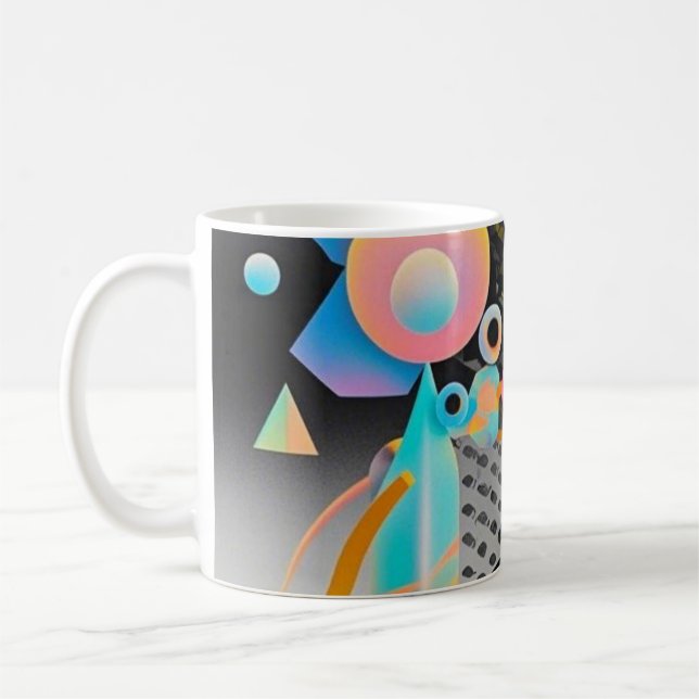 Vibrant and whimsical abstract artwork geometric  coffee mug (Left)
