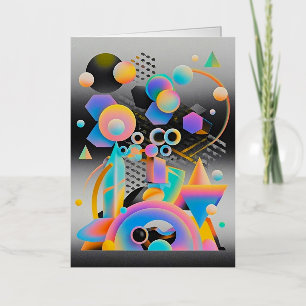 Vibrant and whimsical abstract artwork geometric  foil greeting card