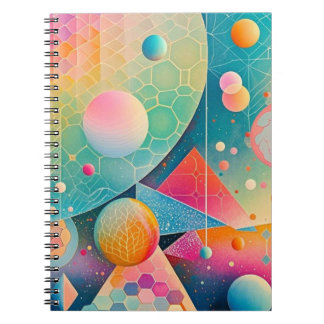 Vibrant and whimsical abstract artwork geometric notebook