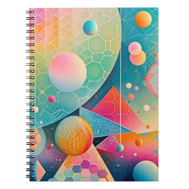 Vibrant and whimsical abstract artwork geometric  notebook (Front)