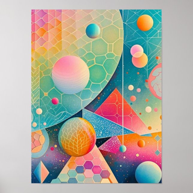 Vibrant and whimsical abstract artwork geometric  poster (Front)
