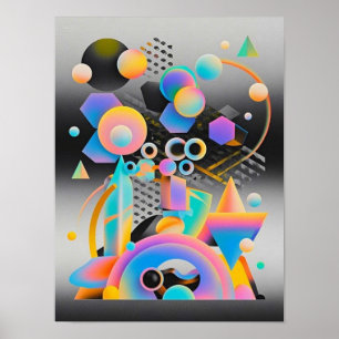 Vibrant and whimsical abstract artwork geometric  poster