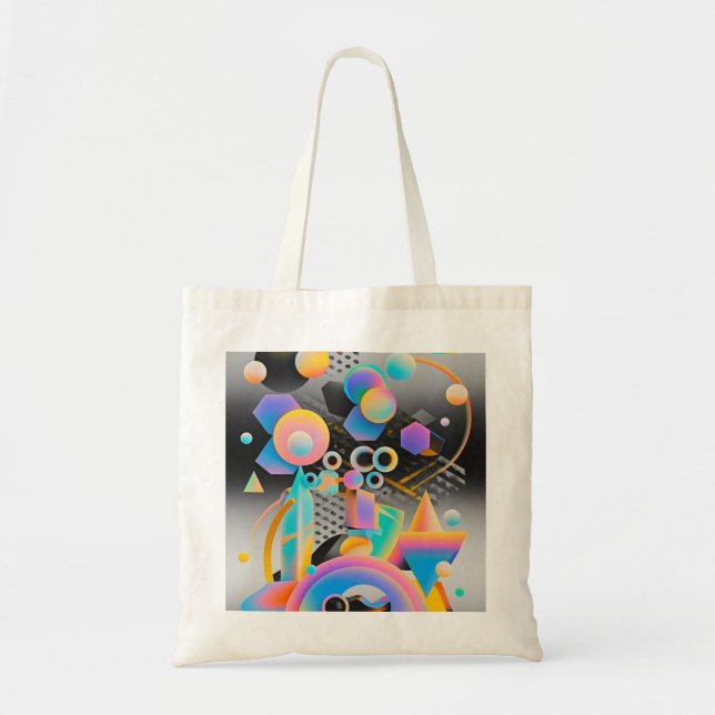 Vibrant and whimsical abstract artwork geometric  tote bag (Front)