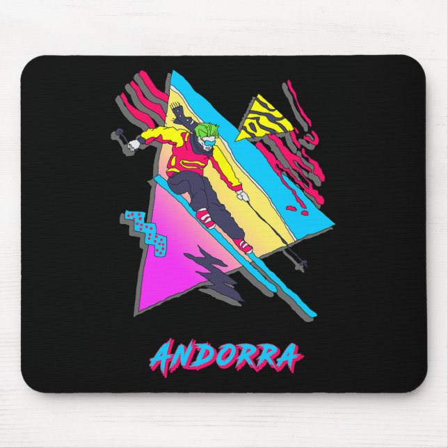 Vibrant Andorra Skiing Adventure Graphic  Mouse Mat (Front)