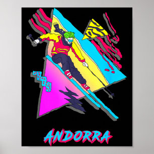 Vibrant andorra skiing adventure graphic poster