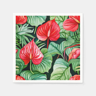 Vibrant Anthurium Watercolor Pattern  Napkin