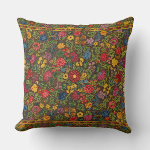 Vibrant Antique Botanical Garden Pattern Cushion
