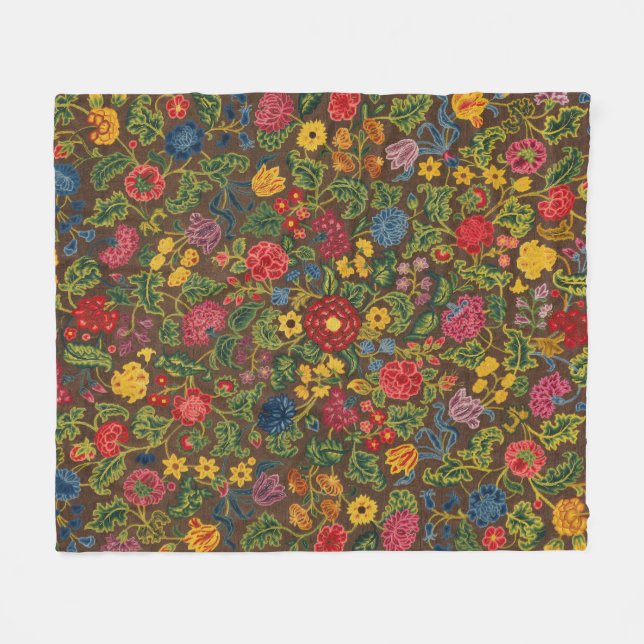 Vibrant Antique Botanical Garden Pattern Fleece Blanket (Front (Horizontal))